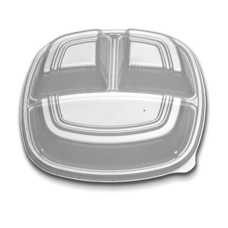 FORUM Forum 10 3 Compartment Clear High Dome Vented Square Dome Lid, PK160 CL213-1093C-1